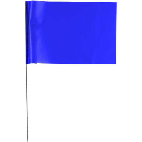 Keson Surveyor's Stake Flags Blue 100 Pack 21" Stake 2.5" x 3.5" Flag 