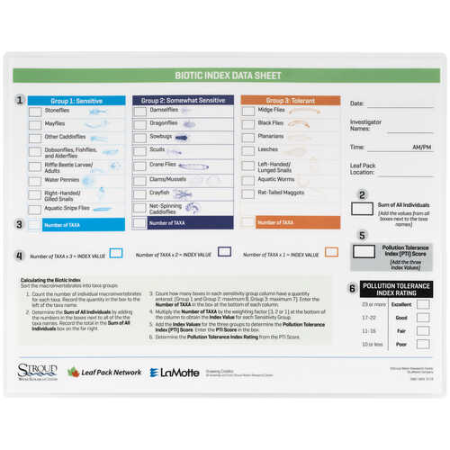 LaMotte® Biotic Index Data Sheets