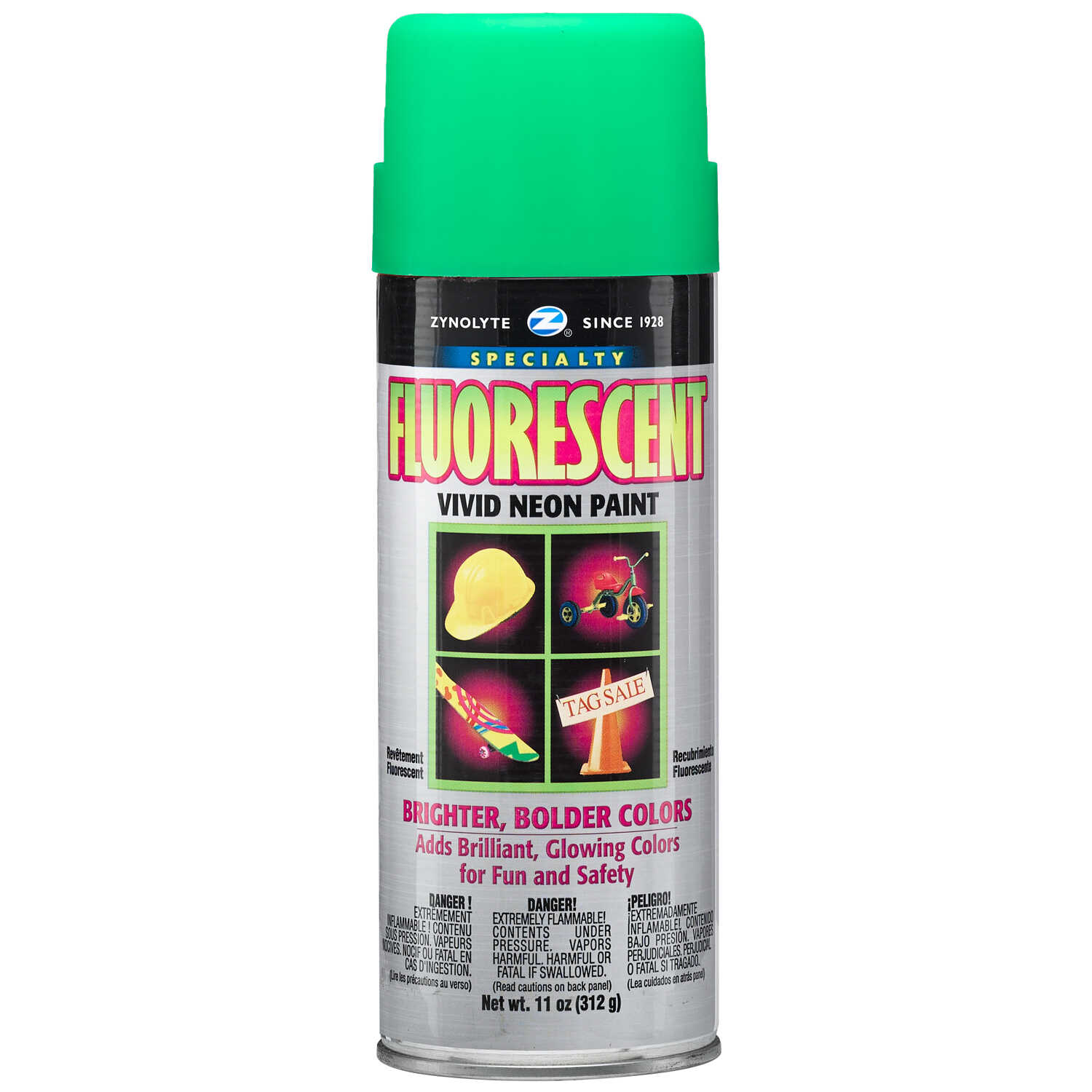 Aervoe Z1416 11 oz. Fluorescent Green Zynolyte Spray Paint - Aerosol