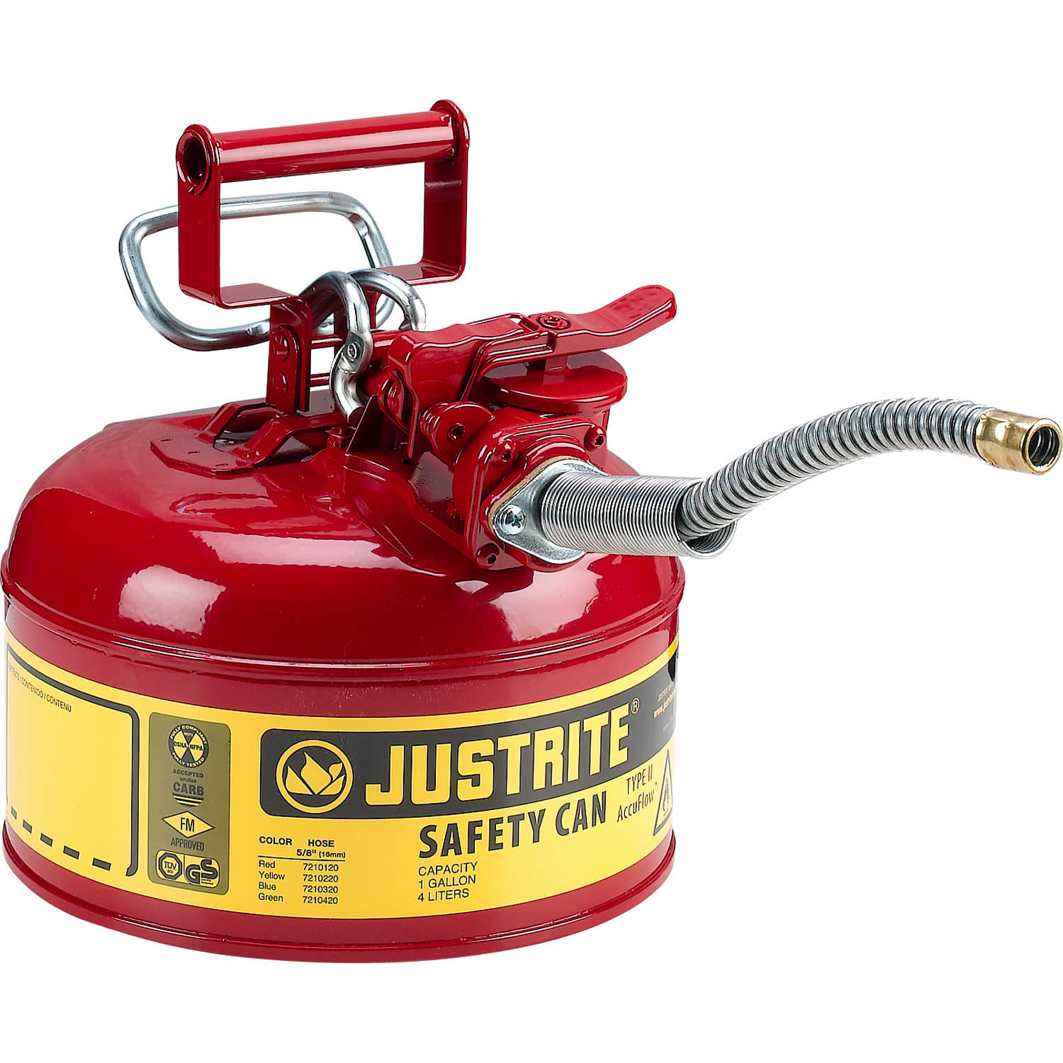 Justrite 7210420 AccuFlow 1 Gallon Galvanized Steel Type II Green Safety Can for sale online 