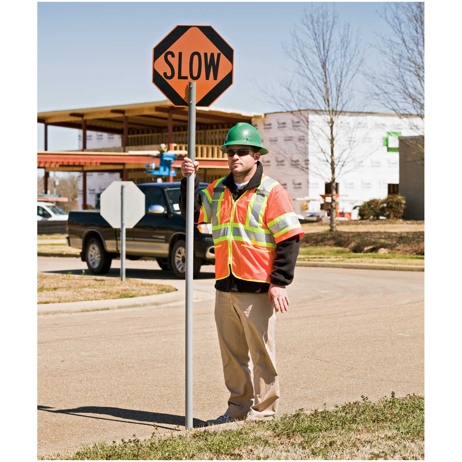 Stop Slow Sign with PVC Staff