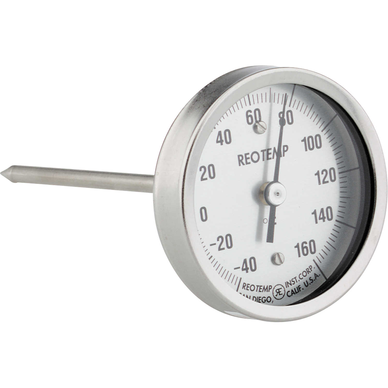 1/2 NPT Connection Back Mount 0 to 300 Degrees F 4 Stem 3 Dial REOTEMP AA0401F49 Stainless Steel Bi Metal Thermometer 