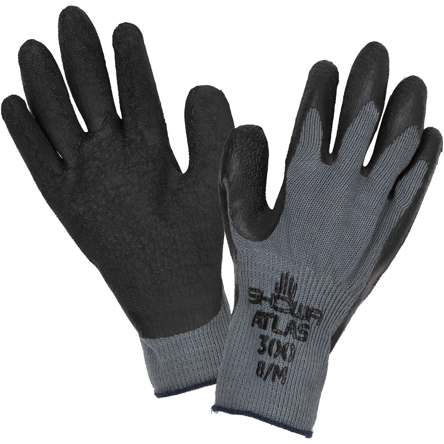 One pair of Atlas Fit 300 Showa 8/M Gloves Rubber Coated 